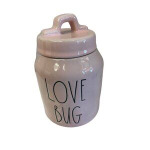 RAE Dunn Love Bug Pink Cookie Jar Cannister Height: 7 1/2"‎